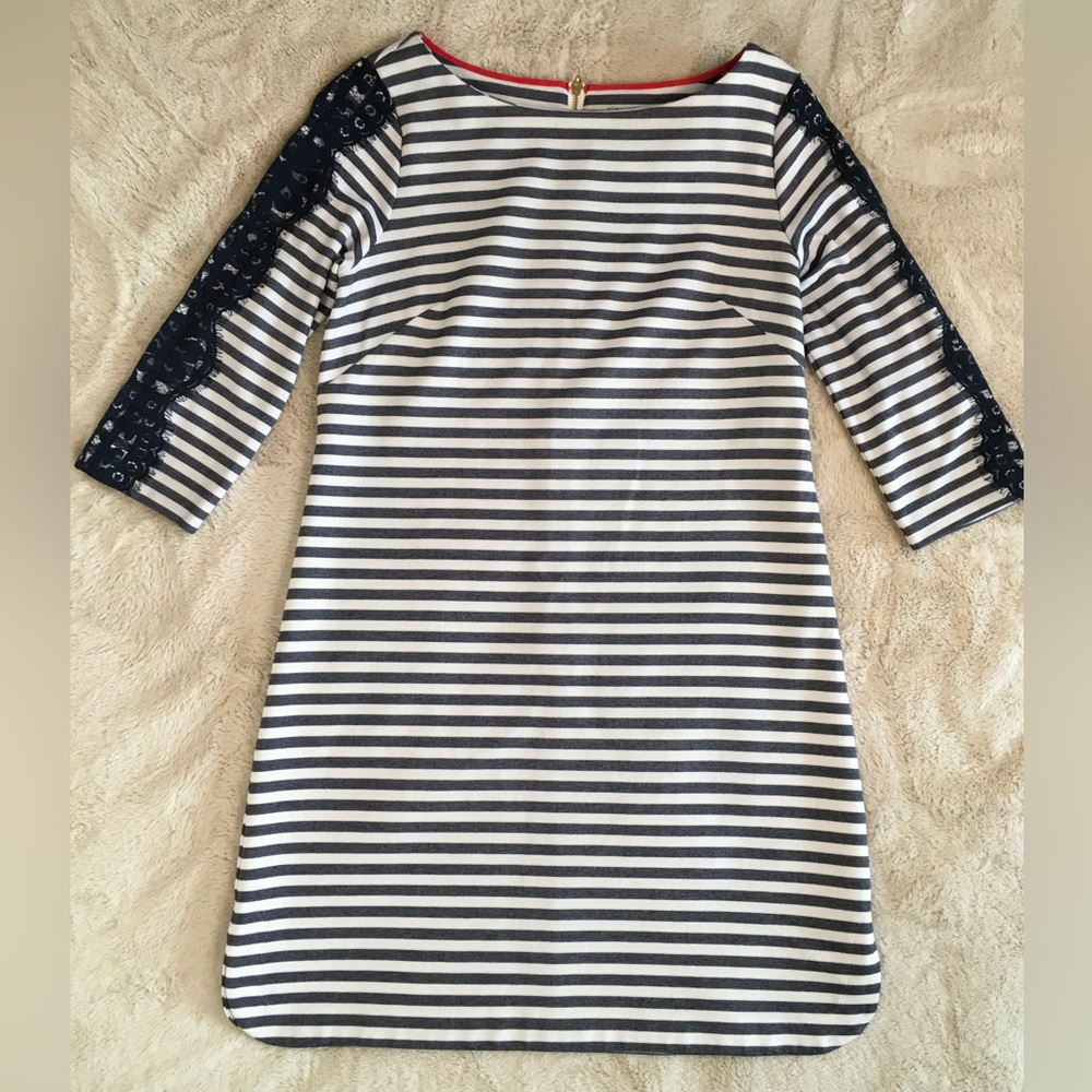 Eliza J 3/4 Sleeve Navy and White Shift Dress Size 8